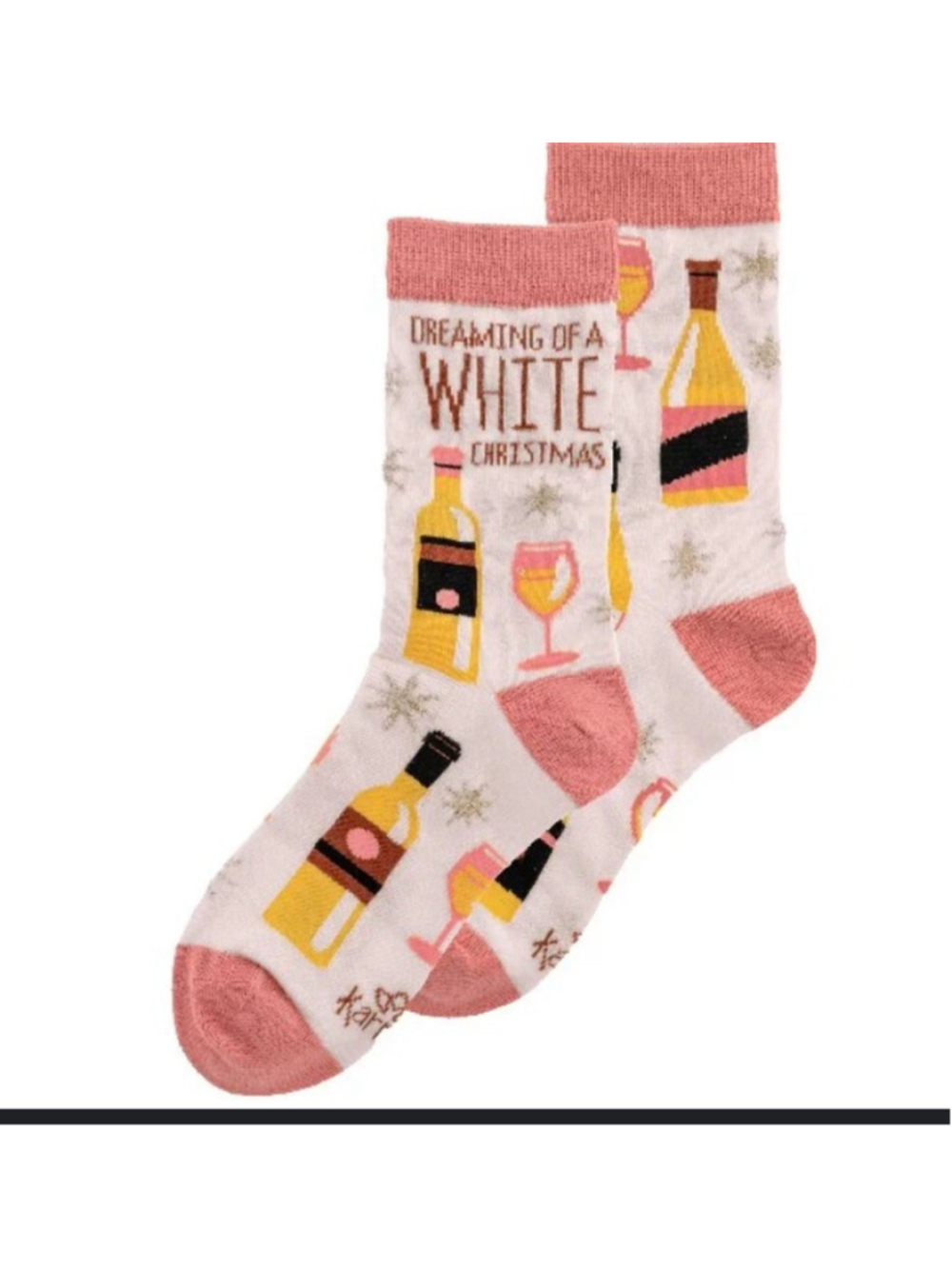 New! Women's Christmas/Holiday Socks. White Christmas. Wine